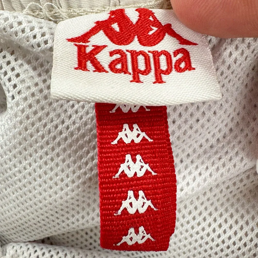 Kappa Swim Trunks Mens Size Large Off-White Cream Logo Taping Retro Sport Shorts